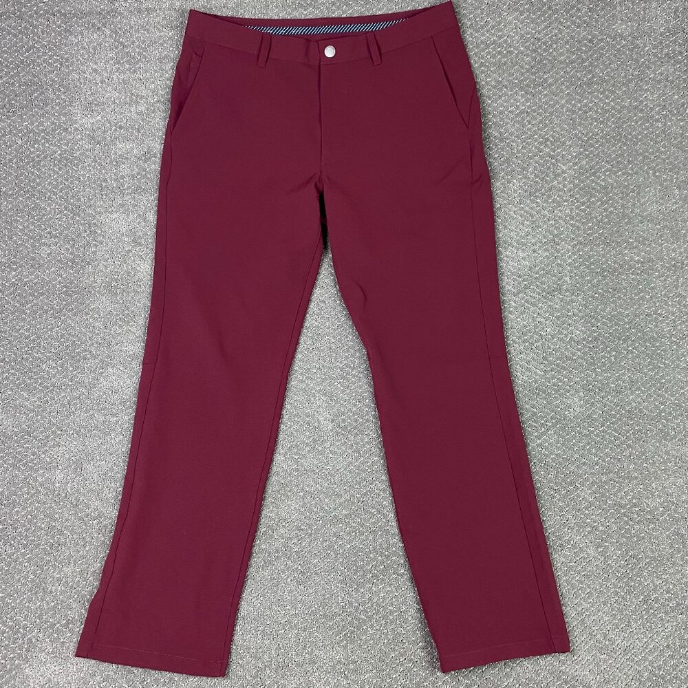 NWOT Bonobos Highland Tour Golf Pants Mens 35 x 32 Fit 36 x 31 Straight Burgundy